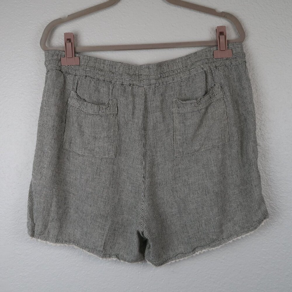 Caslon Womens L Striped Linen-Blend Casual Shorts With Pockets White Gray - Picture 2 of 5
